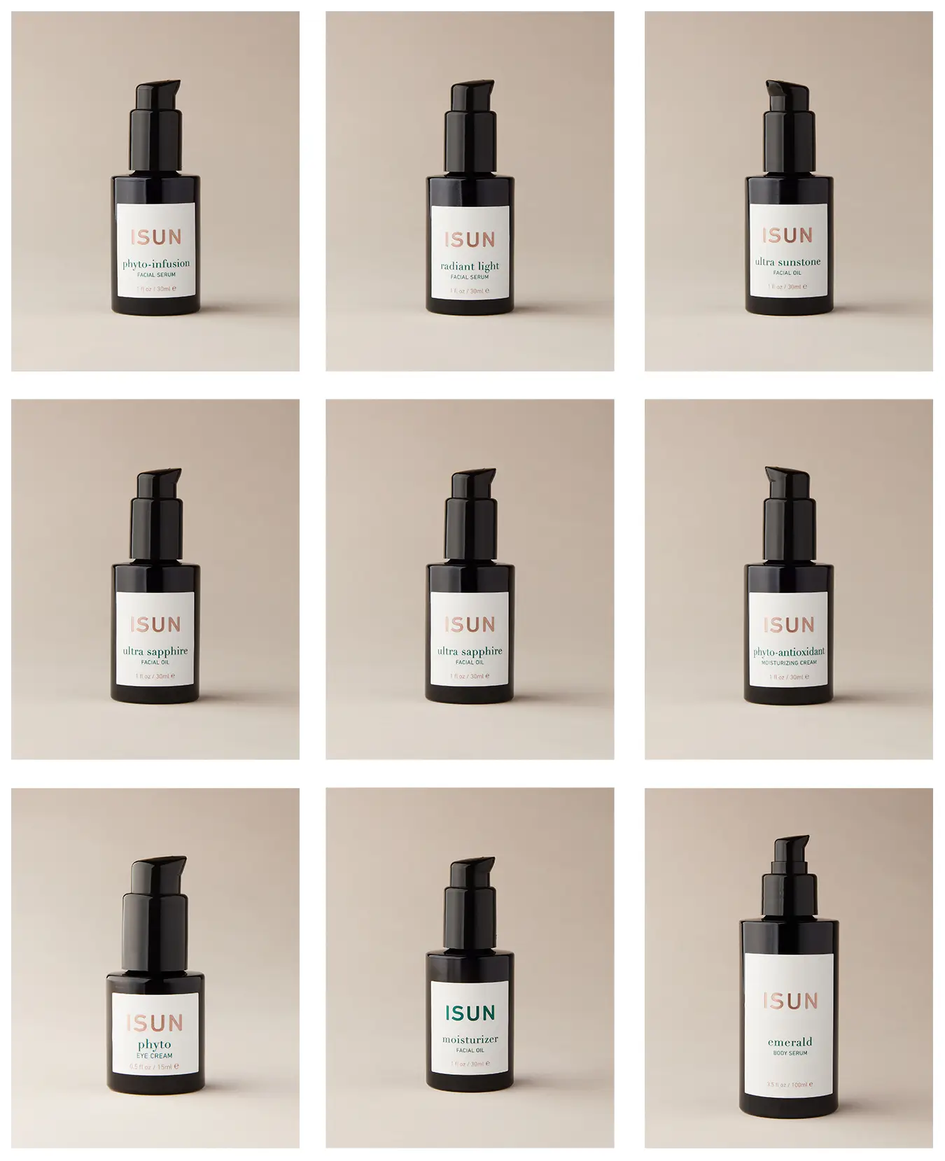 Ni ISUN-produkter, alle med vitamin C
